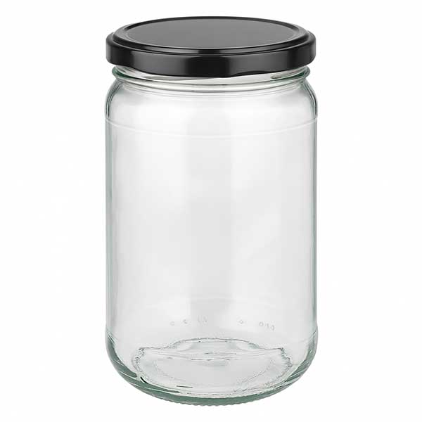 305 ml rund krukke med BasicSeal-låg sort UNiTWIST