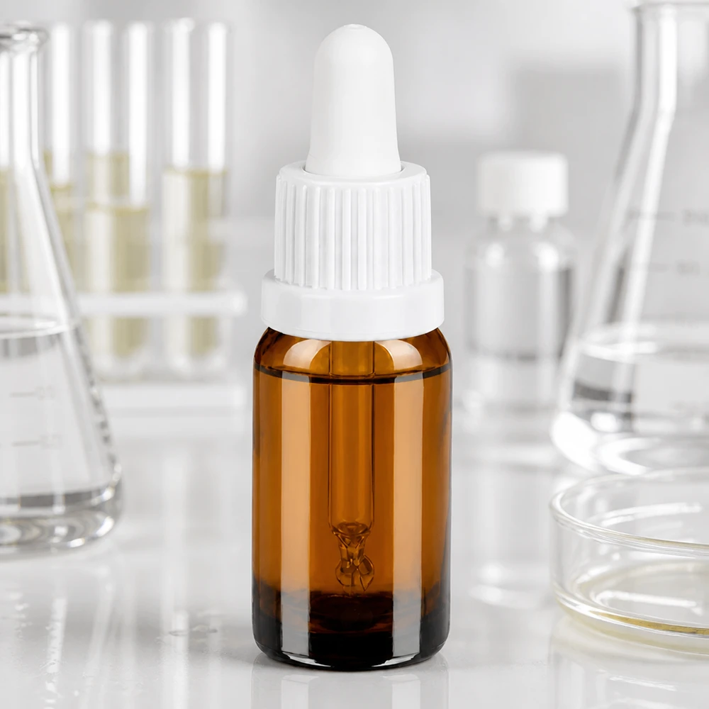 10 ml pipetteflaske hvid OV BrownLine UT18/10 10 ml pipetteflaske lavet af UV-beskyttende ravfarvet glas med hvid pipette til sikker opbevaring