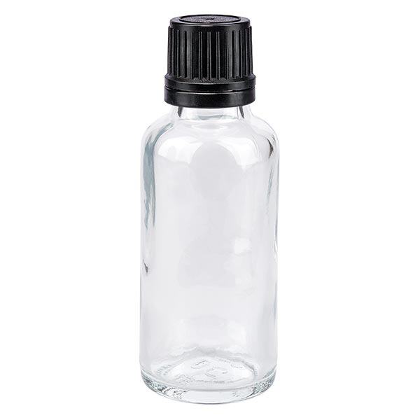 Apoteksflaske klar 30ml dryp v. Pr. 1mm sort OV Apoteksflaske klar 30ml dryp v. Pr. 1mm sort OV