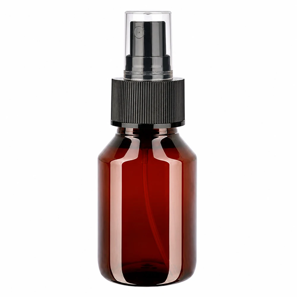 PET-flaske 50 ml med forstøver sort UV-schützende braune PET Sprühflasche 50ml mit schwarzem Zerstäuber Pumpkopf