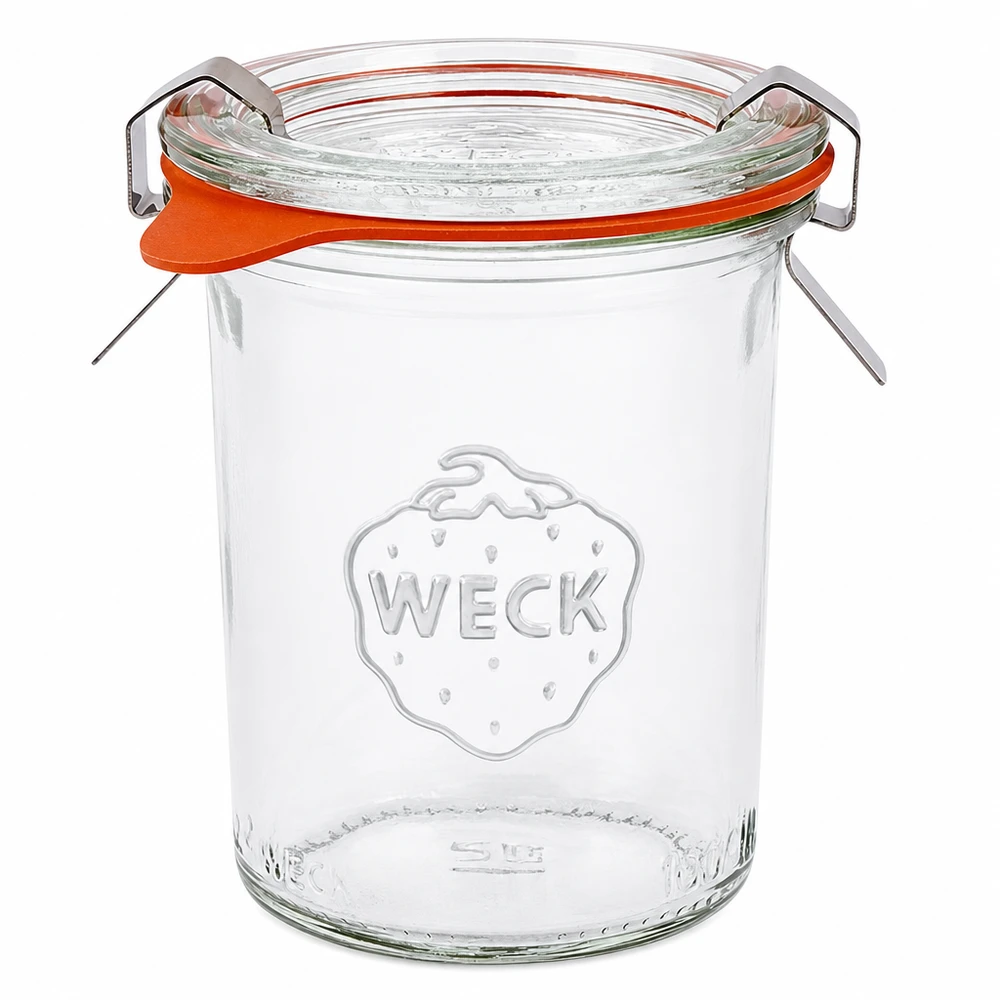 160 ml Briller komplet WECK RR60 WECK 160 ml RR60 murerbalje med glaslåg, gummiring og klemmer til konservering og inddækning