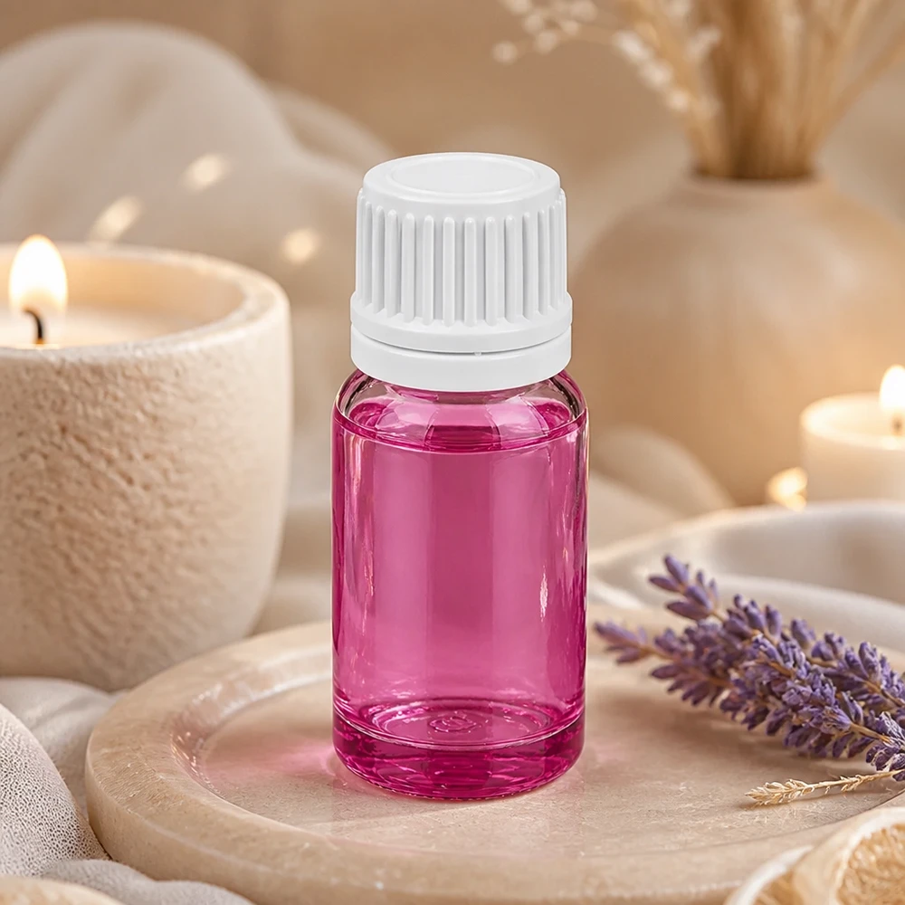 10ml flaske 11mm skruelåg hvid Originality skruelåg PurpleLine UT18/10 Kompakt 10 ml violet glasflaske med hvid hætte, ideel til rejser og på farten