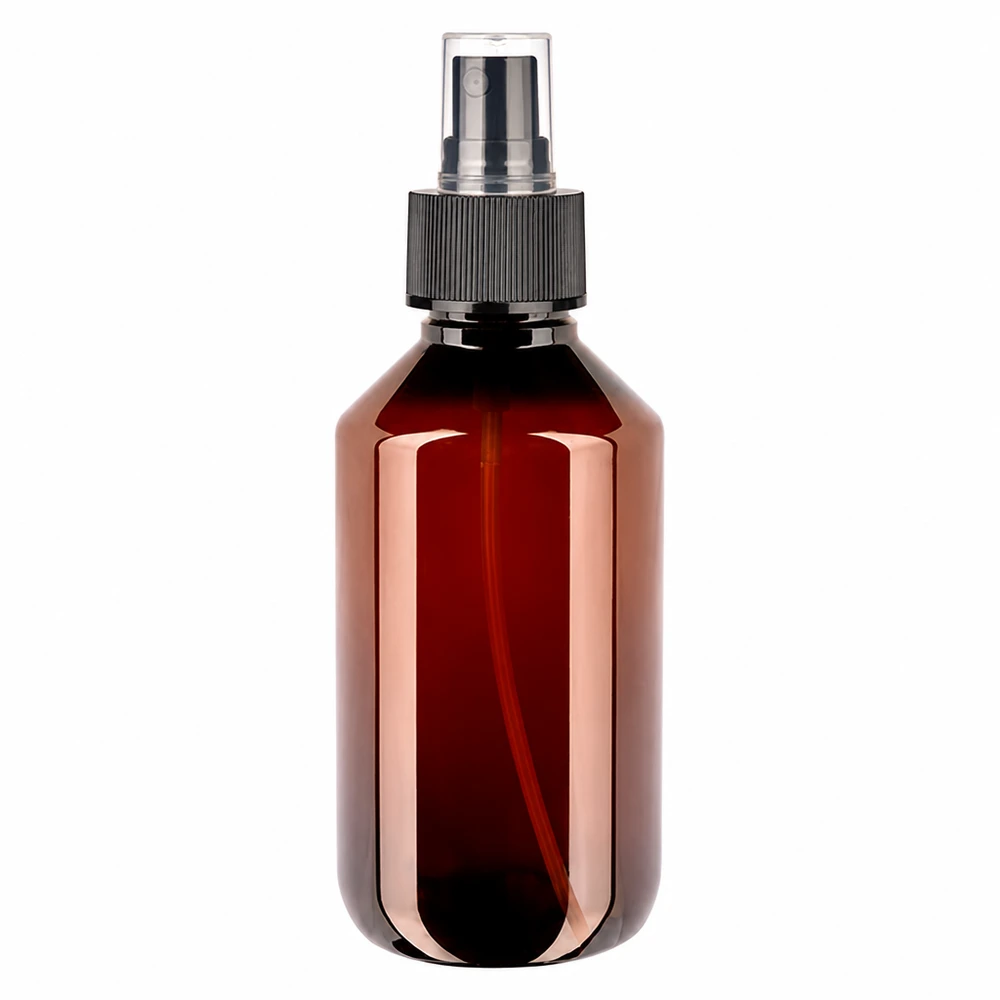 PET-flaske 200 ml med sort forstøver Nachfüllbare PET Flasche 200ml mit Zerstäuber in Braun für Kosmetik Parfüm und Reiniger