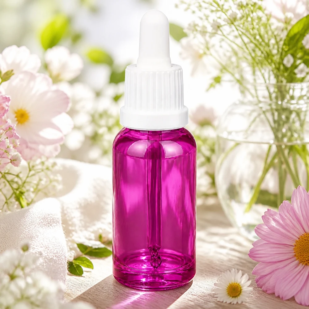 20 ml pipetteflaske hvid Originality skruelåg PurpleLine UT18/20 Højkvalitets pipetteflaske 20 ml af glas i lys lilla farve med hvid hætte