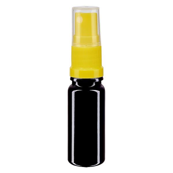 Apotekerflaske viol. 10ml spraytilbehør gul Apotekerflaske viol. 10ml spraytilbehør gul