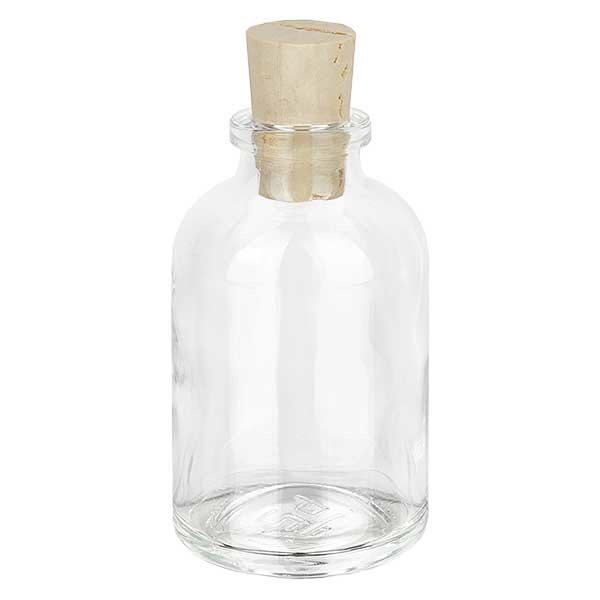 Flaske i klart glas 50 ml med kork 11/14 mm Flaske i klart glas 50 ml med kork 11/14 mm