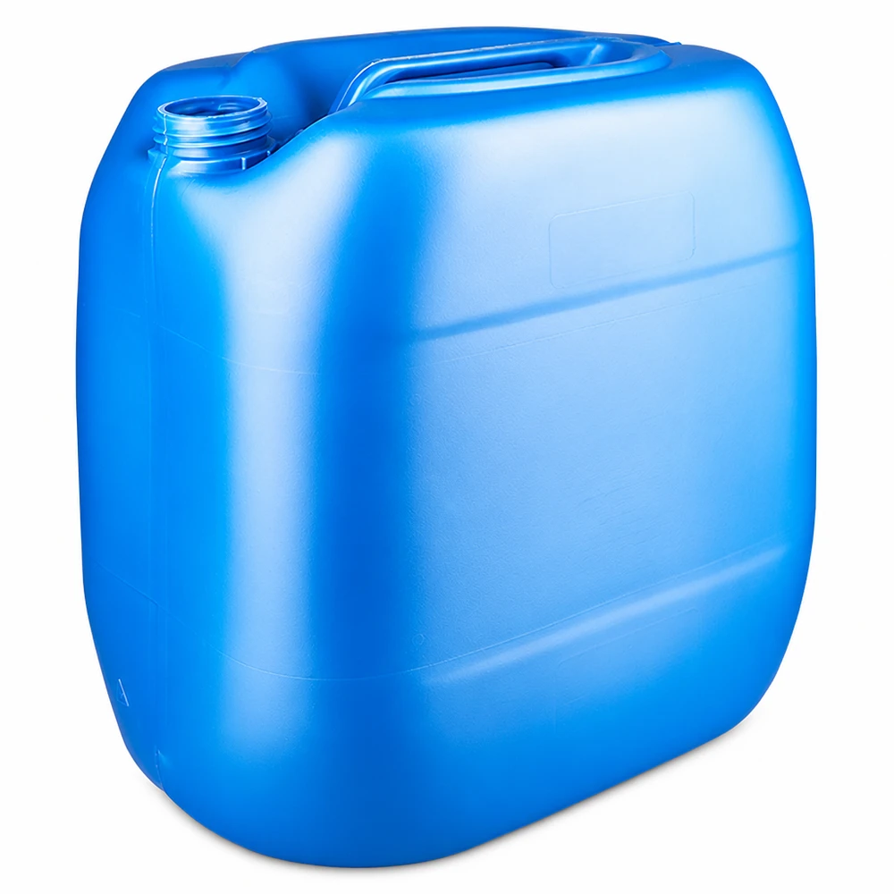 Blå plastdunk på 30 liter uden låg, med bærehåndtag til sikker opbevaring