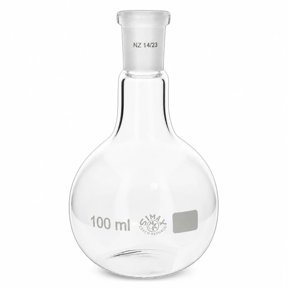 100 ml kolbe med standard slebet led (14/23) 100 ml borosilikatglaskolbe med slebet standardfuge 14/23 til laboratoriebrug