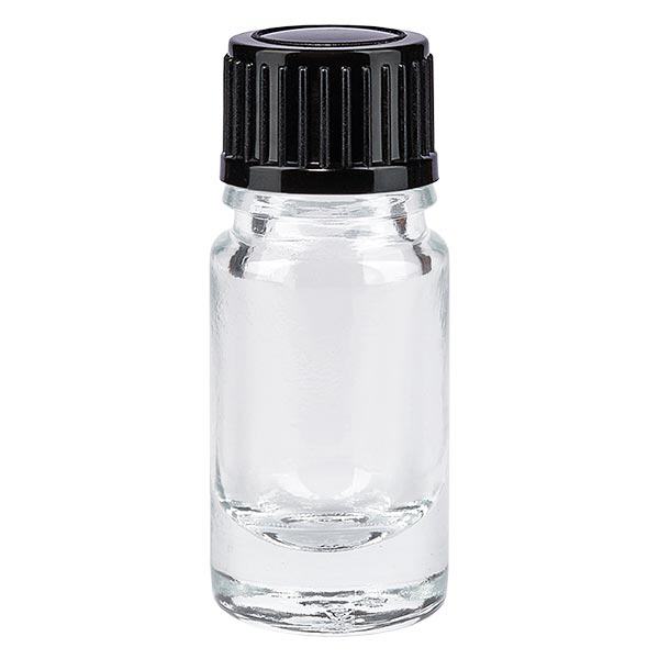 Apoteksflaske klar 5ml dryp v. 1mm sort pc Apoteksflaske klar 5ml dryp v. 1mm sort pc