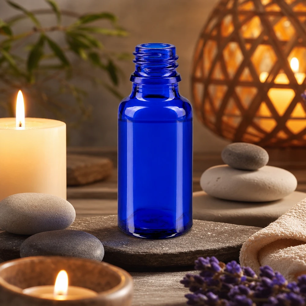 Dropperflaske 20 ml DIN 18 BLÅT GLAS Apotekerflaske 20 ml i elegant blå ApoGlas til wellness og afslapning