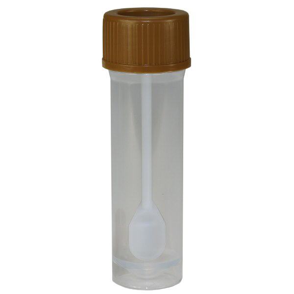 Prøveæske med integreret ske (stolerør)