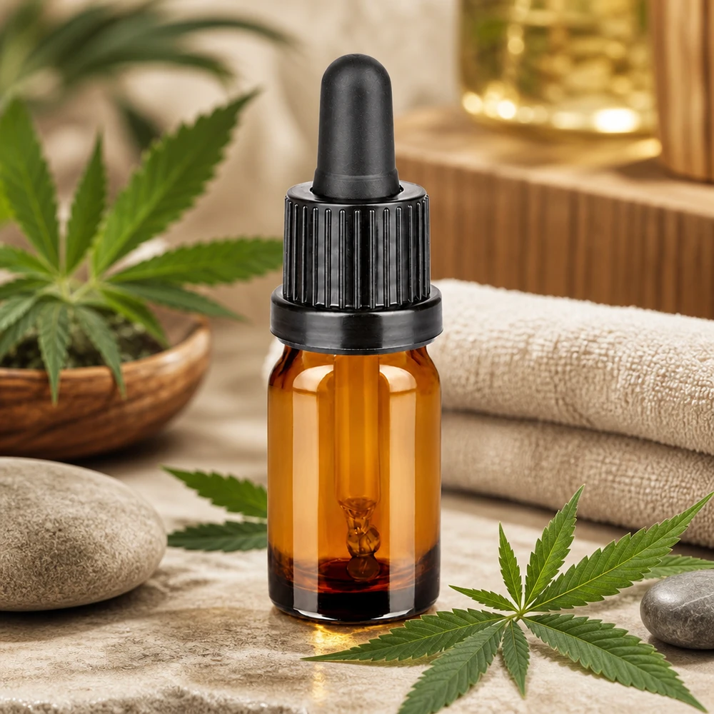 5 ml pipetteflaske sort OV BrownLine UT18/5 Lille 5 ml pipetteflaske med sort hætte til mobil brug af CBD- og hampolier