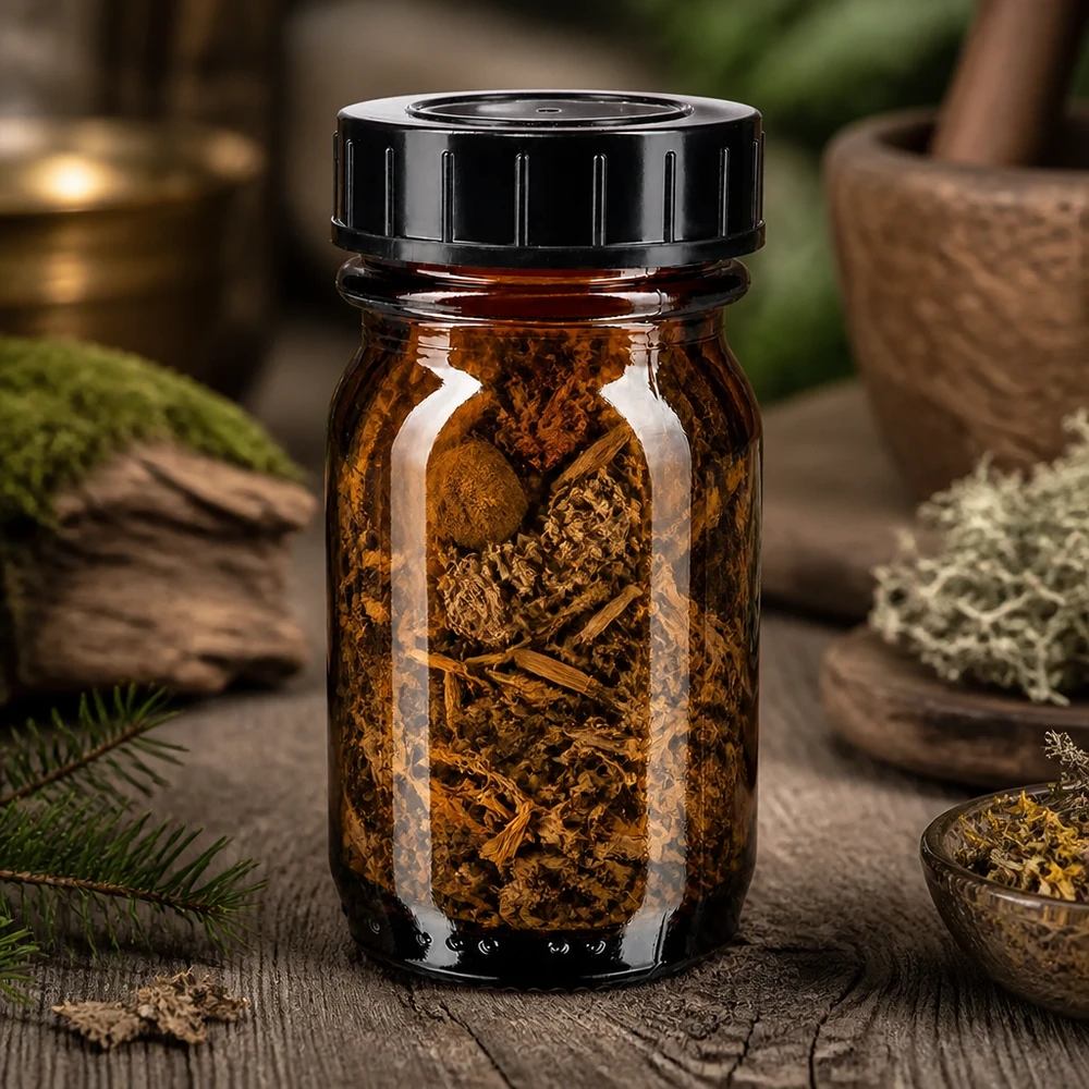 30 ml flaske med bred hals i ravfarvet glas med skruelåg Krukker med bred munding på 30 ml lavet af ravfarvet glas af høj kvalitet til optimal opbevaring af urter