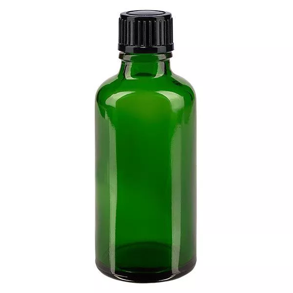 Apoteksflaske grøn 50ml dryp v. 1mm sort pc Apoteksflaske grøn 50ml dryp v. 1mm sort pc