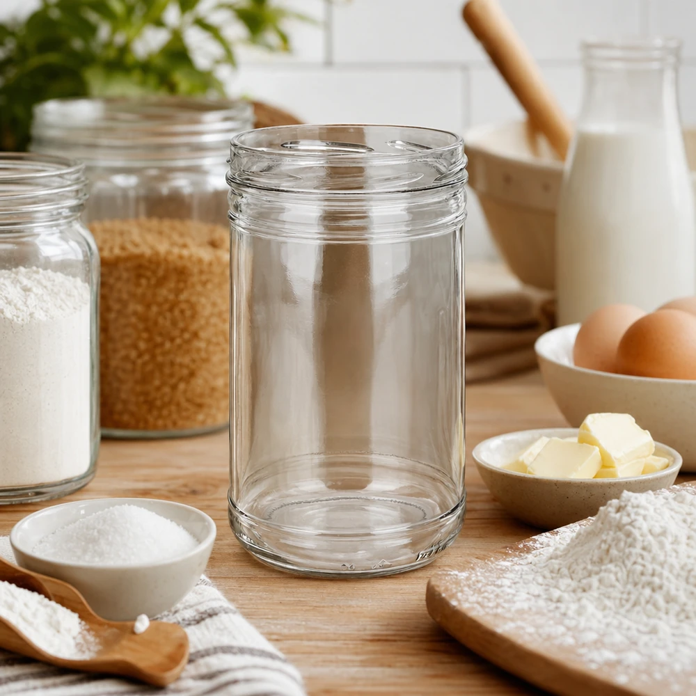UNiTWIST Sturz1053 - Briller med en kapacitet på 1053 ml TO100 UNiTWIST-beholdere 1053ml TO100 mellem bageingredienser mel smør æg som en alsidig køkkenopbevaringskrukke