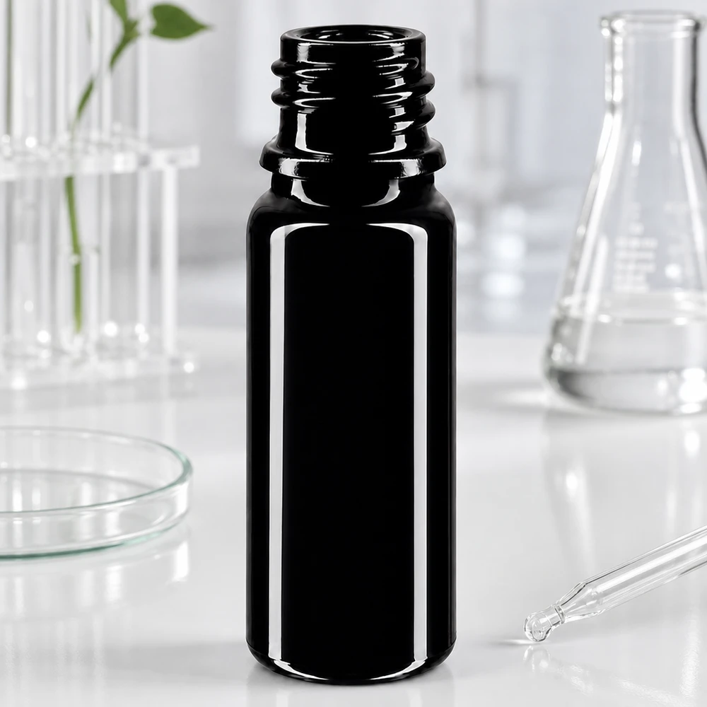 Violet glasflaske 10ml DIN 18 (Mironglas) Højkvalitets violet glasflaske 10 ml DIN 18 med UV-beskyttelse til lysfølsomme stoffer
