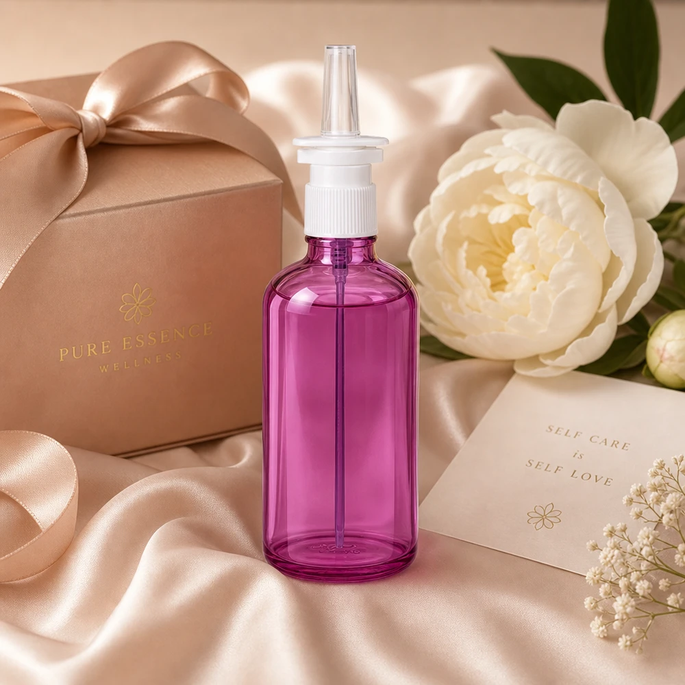 100 ml næsesprayflaske hvid/transparent standard PurpleLine UT18/100 Elegant 100 ml næsesprayflaske i lyslilla med ergonomisk design for nem håndtering