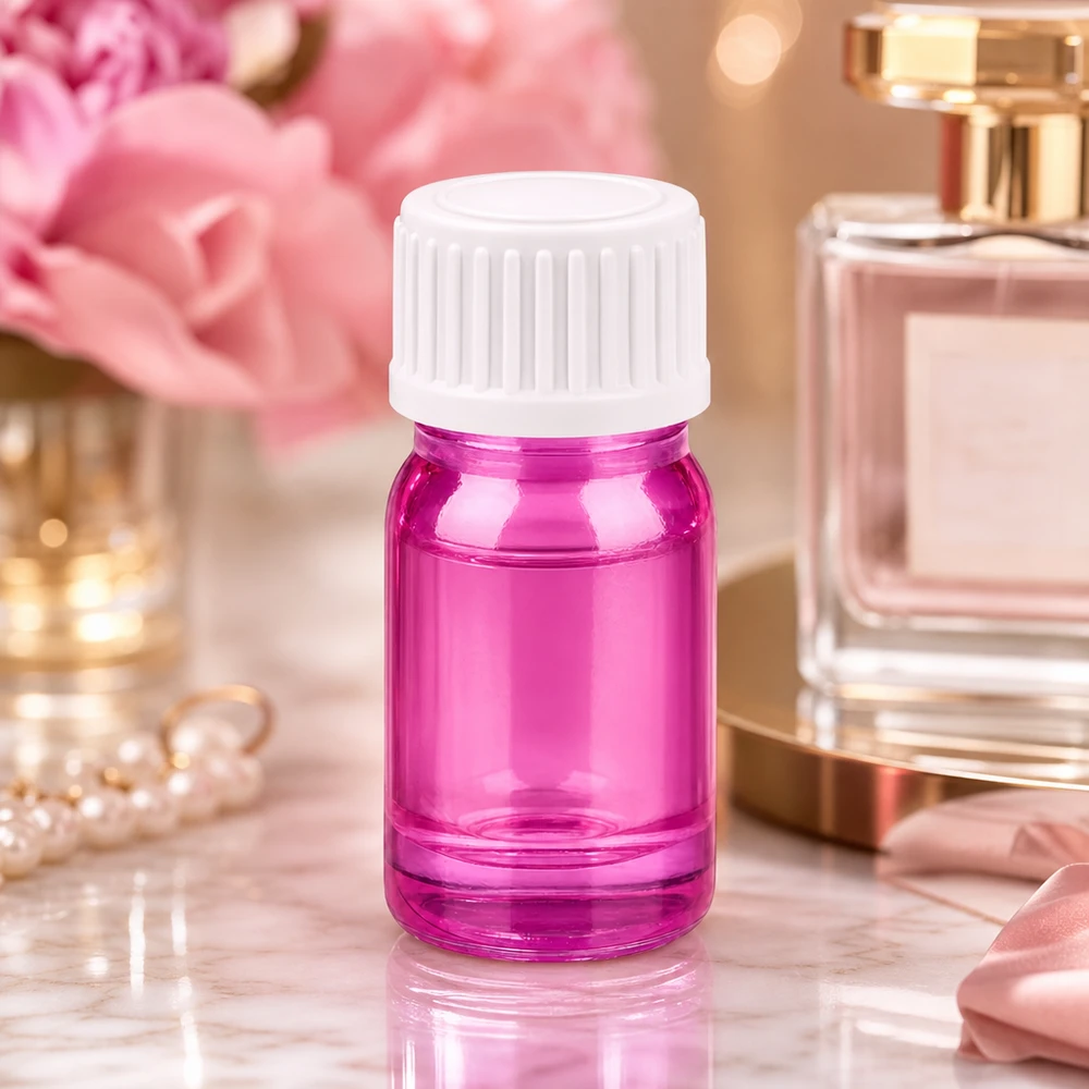 5 ml dråbeflaske 0,9 mm hvid standard PurpleLine UT18/5 5 ml dråbeflaske PurpleLine violet transparent med STD-skruegevind UT18/5 til aromaterapi