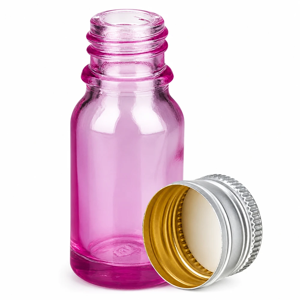 10ml flaske 11mm skruelåg aluminium-sølv standard PurpleLine.UT18/10 10 ml violet glasflaske med 11 mm gevind og sølvfarvet aluminiumshætte til aromaterapi