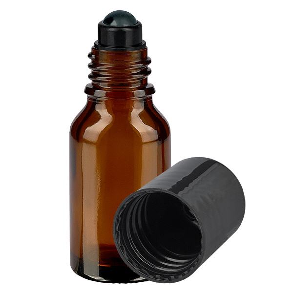 Apoteksflaske brun 15 ml roll-on-hætte sort Apoteksflaske brun 15 ml roll-on-hætte sort