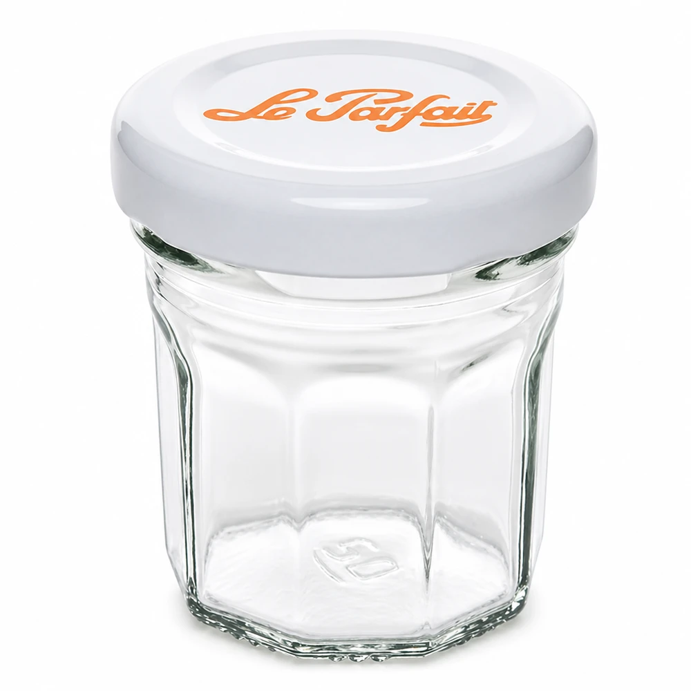 Le Parfait® Mini‑Jam 44 ml Ø48 mm glas 44 ml minikrukke Le Parfait med hvidt skruelåg til marmelade og syltetøj