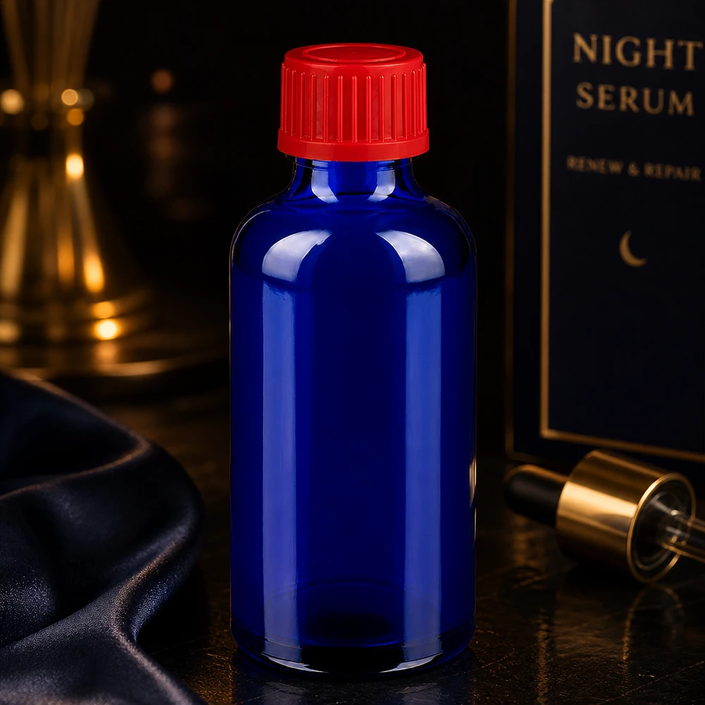 50 ml flaske 11 mm SV rød STD BlueLine UT18/50 Kompakt 50 ml glasflaske BlueLine UT18/50 med praktisk 11 mm skruelåg i signalrød