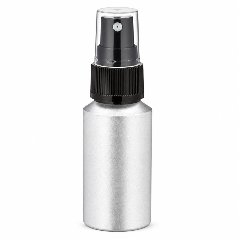 30 ml farvet aluminiumsflaske med forstøver 30 ml aluminiumsflaske med sprayhoved i sølv til kosmetik og parfume