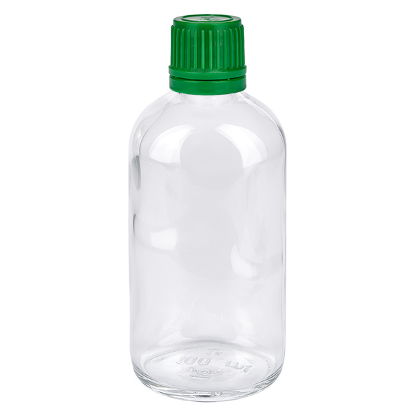 100 ml flaske 11 mm SV grøn OV ClearLine UT18/100 100 ml glasflaske med grøn skruelåg, 11 mm, ClearLine laboratorieflaske UT18