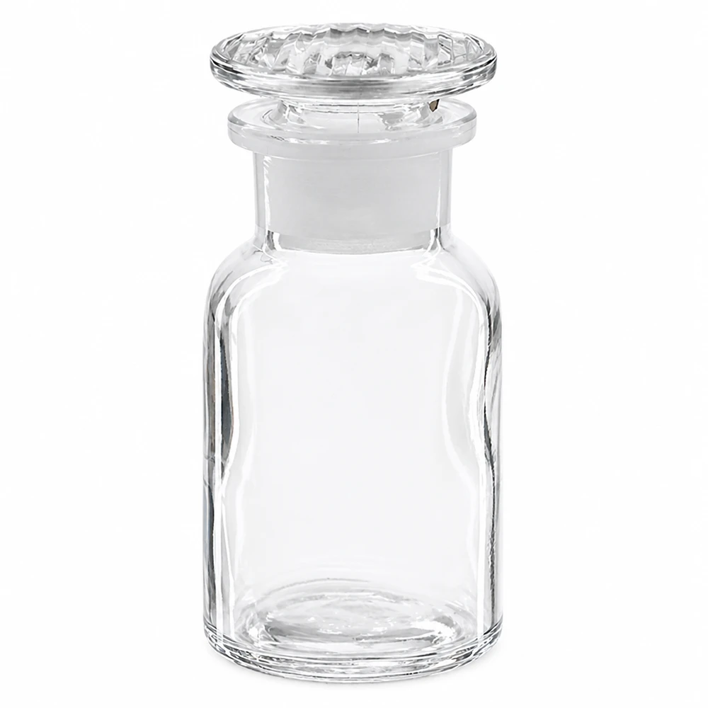 Rund skulderflaske 100 ml klar glasprop med bred hals Tom 100 ml glasflaske med bred hals og glasprop til kemiske reagenser