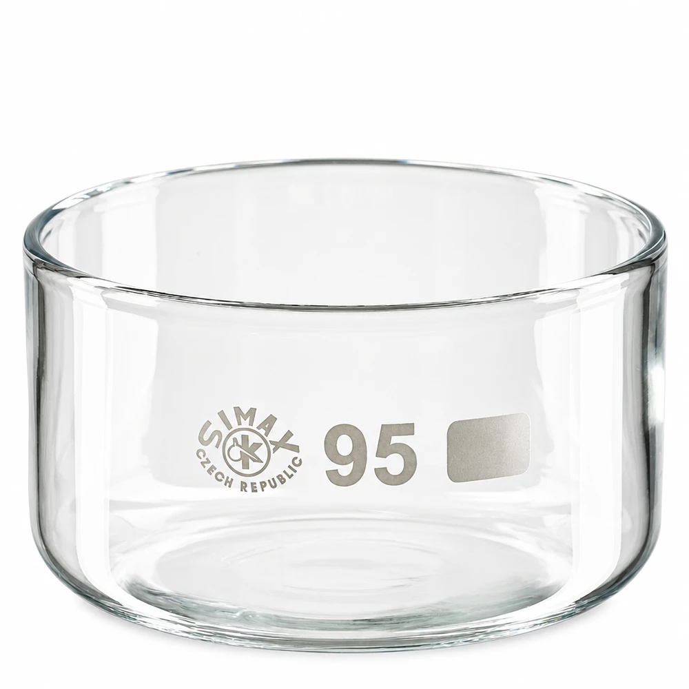 Krystalliseringsskål 300 ml af borosilikatglas uden tud, gennemsigtig, cylindrisk, diameter 95 mm
