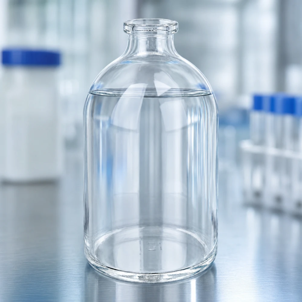 Injektionsflaske i klart glas 100 ml Zylindrische Pharmaflasche 100ml aus hochwertigem Klarglas mit konisch zulaufendem Flaschenhals