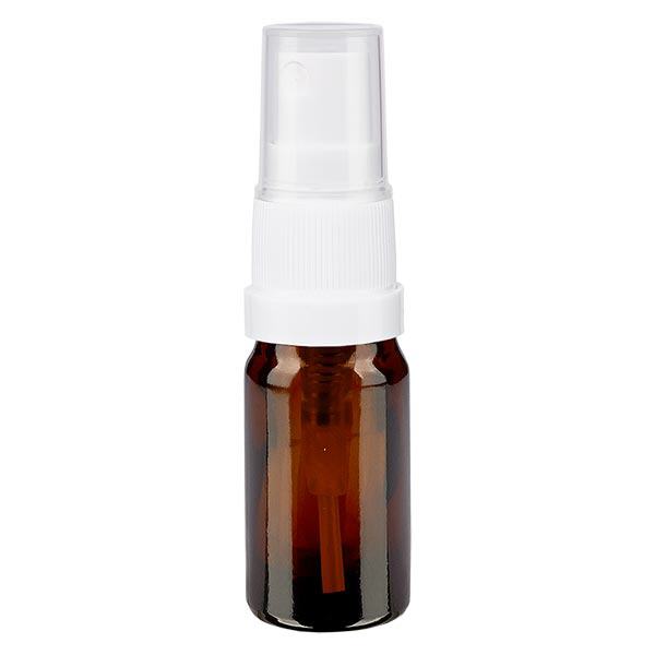 Apotekerflaske brun 5ml spraytilbehør hvid Apotekerflaske brun 5ml spraytilbehør hvid