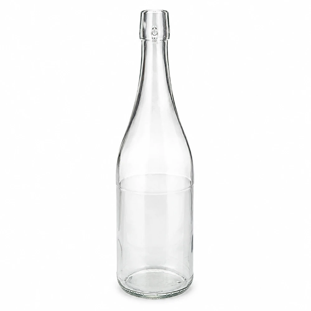 750 ml glasflaske uden skruelåg UNiTWIST 750 ml glasflaske transparent uden svingtop UNiTWIST tom på hvid baggrund Produktfoto 1