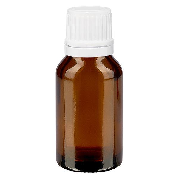 Apoteksflaske brun 30ml dryp v. 1,2 mm hvid OV