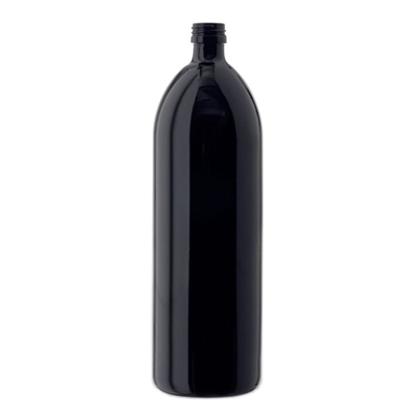 Vandflaske i violet glas 1000 ml, rund, DIN PP28STD Vandflaske i violet glas 1000 ml, rund, DIN PP28STD