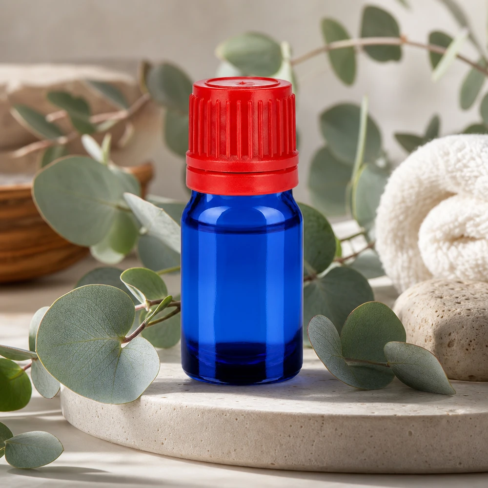5 ml flaske 11 mm SV rød OV BlueLine UT18/5 Kompakt 5 ml BlueLine-flaske UT18/5 med børnesikret rød hætte af robust glas