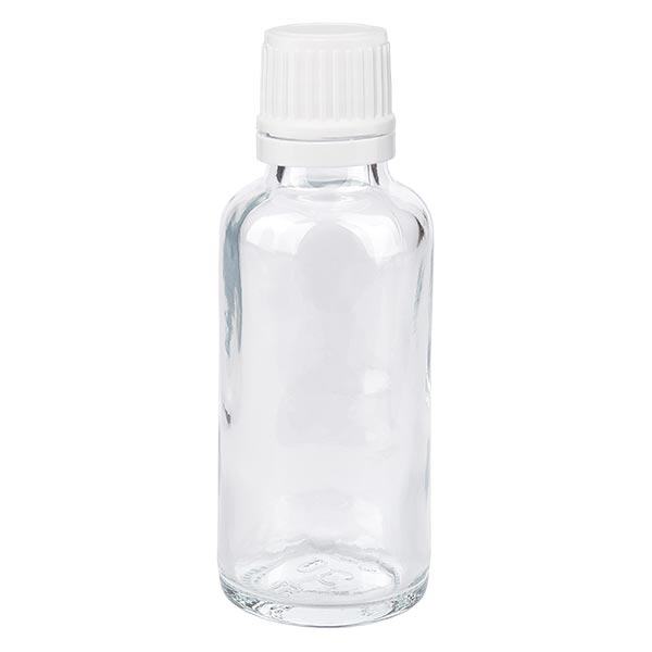 Apoteksflaske klar 30 ml drypflaske 1,2 mm hvid OV Apoteksflaske klar 30 ml drypflaske 1,2 mm hvid OV