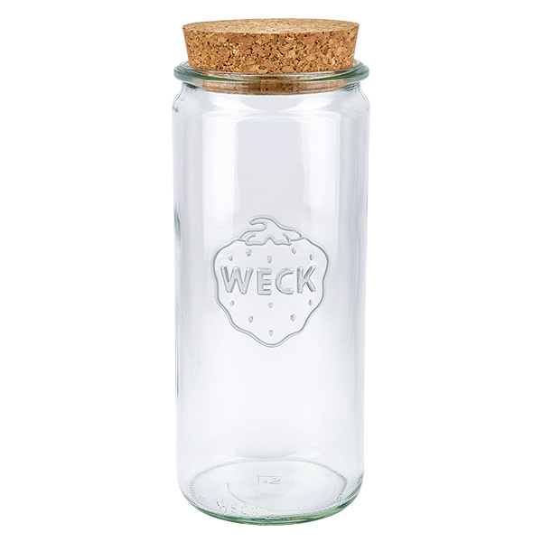 1040 ml cylinderglas WECK RR80 med kork natur