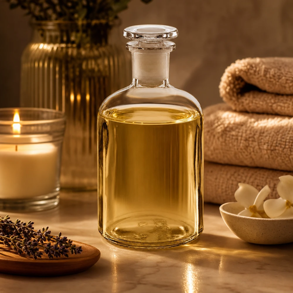 Rund skulderflaske 250 ml klar glasprop med smal hals Gennemsigtig flaske med runde skuldre, 250 ml, smal hals og glasprop til æteriske olier og aromaterapi
