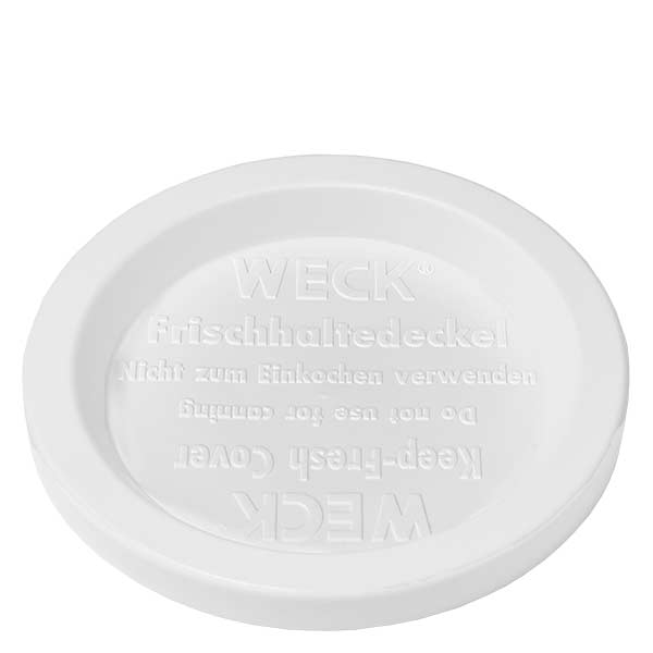 165 ml Briller med friskhedslåg WECK RR80 WECK friskhedslåg RR80 hvid til 1040 ml cylinderglas Detaljeret billede af undersiden med produktprægning og logo
