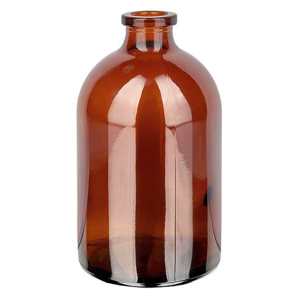 Injektionsflaske af ravfarvet glas 100 ml Injektionsflaske af ravfarvet glas 100 ml