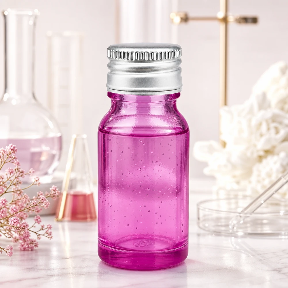 10ml flaske 11mm skruelåg aluminium-sølv standard PurpleLine.UT18/10 Kompakt 10 ml aromaflaske af violet glas med robust aluminium-sølvhætte STD-design