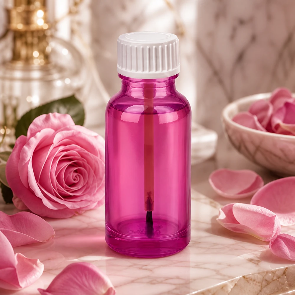 20 ml børsteflaske hvid standard PurpleLine UT18/20 20 ml STD-børsteflaske i elegant Purple Line-design med praktisk UT18/20-hætte