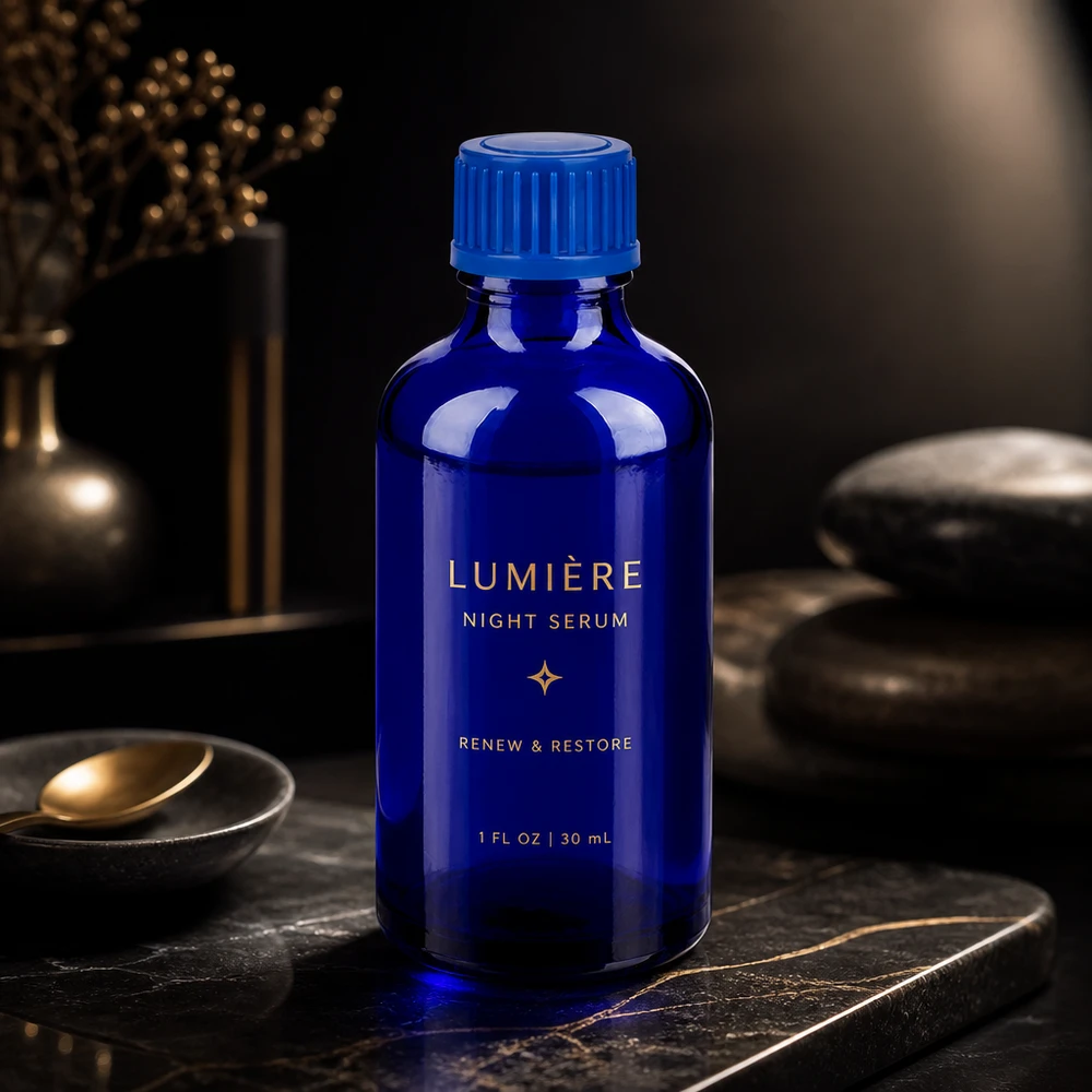 50 ml flaske 11 mm SV blå STD BlueLine UT18/50 50 ml apotekerflaske af koboltglas i høj kvalitet med rillet hætte for optimalt greb