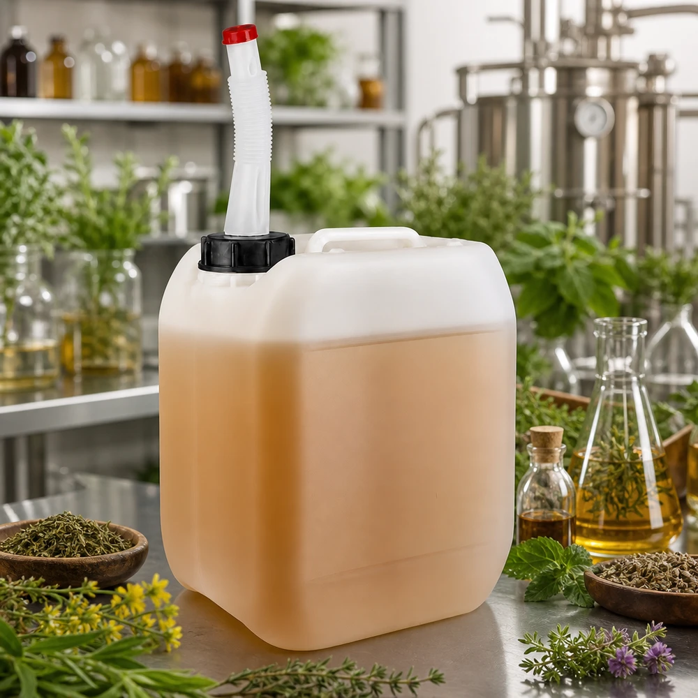 5 liters beholder med Flex-udløbsrør Gennemsigtig 5-liters dunk med bøjelig hældetud til opbevaring af friske urter og destillater