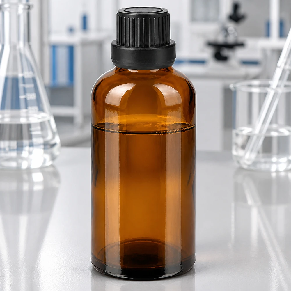 50 ml flaske 11 mm SV sort OV BrownLine UT18/50 Laboratorietestet 50 ml ravfarvet glasflaske med 11 mm gevind SV sort til farmaceutiske anvendelser