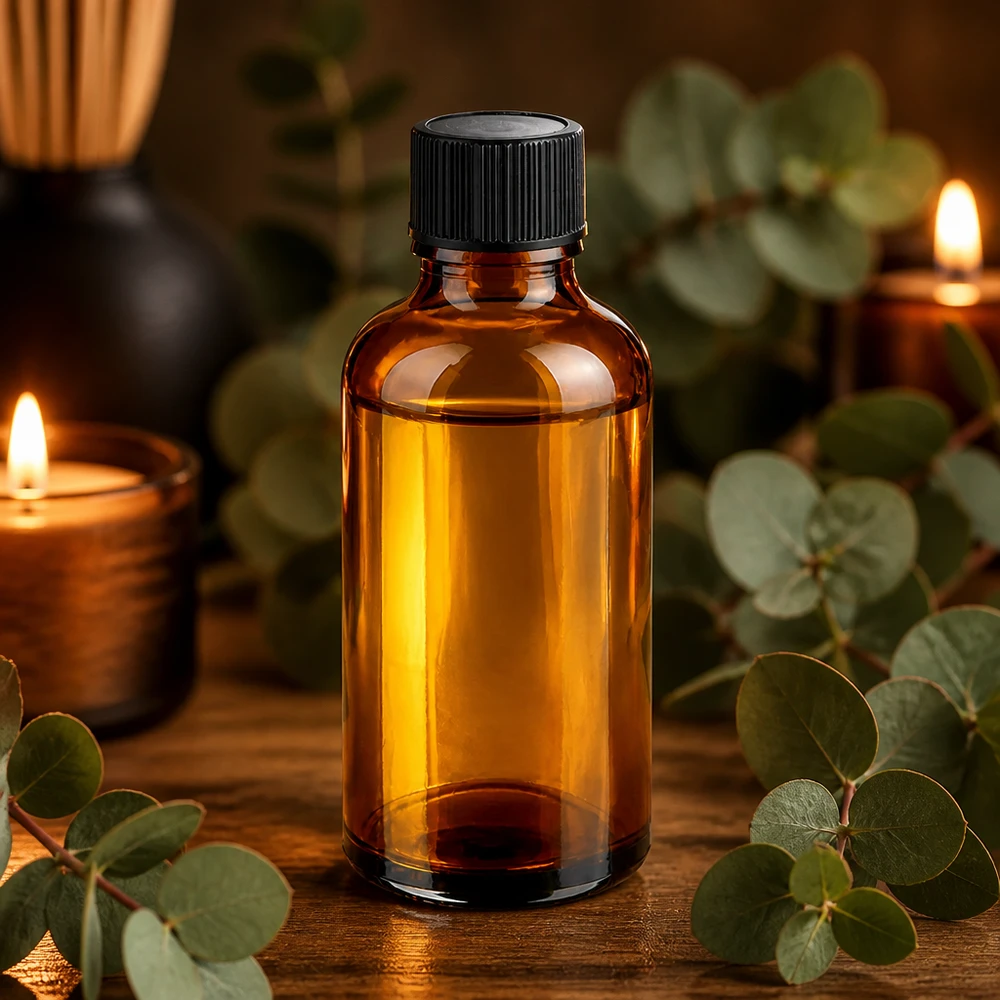 50 ml dråbeflaske 1 mm sort STD BrownLine UT18/50 50 ml apotekerflaske brun med sort hætte til aromaterapi og kosmetik
