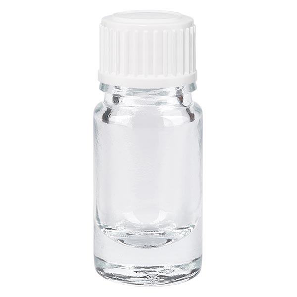 Apoteksflaske klar 5ml dråbetæller hvid 0,8mm stk. Apoteksflaske klar 5ml dråbetæller hvid 0,8mm stk.