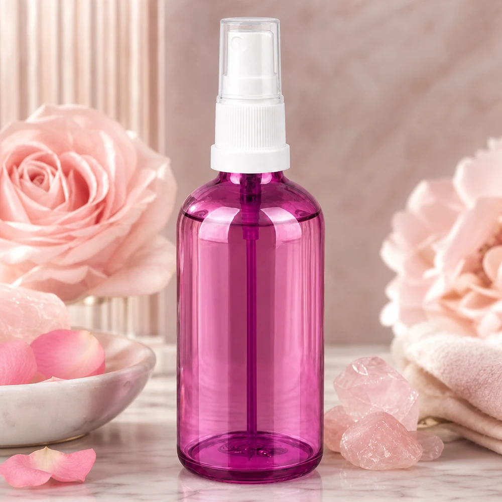 100 ml sprayflaske hvid/transparent Standard PurpleLine UT18/100 Genopfyldelig 100 ml sprayflaske fremstillet af højkvalitetsplast i en attraktiv lilla farve