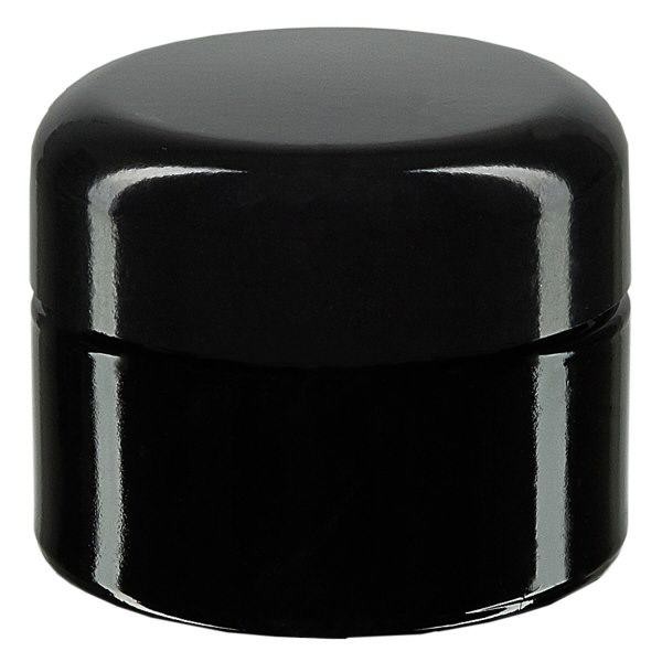 Kosmetikkrukke i violet glas 30 ml, med sort låg